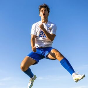 a person running in the air