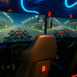 Race car simulators offer an immersive driving experience.