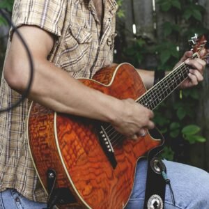 person holding brown guitar outdoor